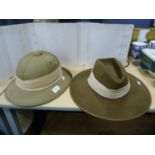 Tropical pith helmet and another hat.