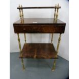 Antique-style two-tier etagere fitted with frieze drawer.