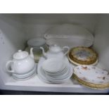 Doulton Burslem and other cabinet plates, large leaf-shaped dish, continental white glazed