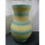 Gray's Pottery hand-painted vase decorated in yellow and green.