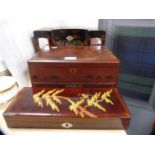 Japanese lacquered sewing box, similar lacquered glove box and a musical jewellery box.  (3)
