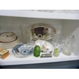 EP-style platter, dinner plates, glass decanter, jugs, vase, strawberry dish with integral cream and