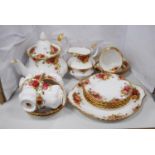 Royal Albert 'Old Country Roses' six-place tea set comprising six cups, six saucers, biscuit