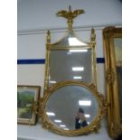 Reproduction wall mirror with eagle surmount and another wall mirror.  (2)