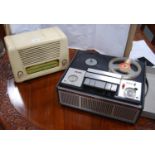Vintage Ferguson Bakelite radio, no. 1335, model 208U, and a Ferguson reel to reel tape recorder.