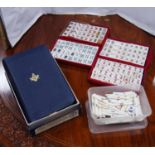 Mahjong set and a Holy Bible with Masonic emblem.