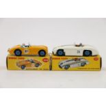 Dinky Toys diecast vehicles 109 Austin Healey '100' Sports car with yellow body, blue interior and