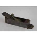 Mathieson of Edinburgh wood working plane of unusual box design with extended D foot plate, 27cm