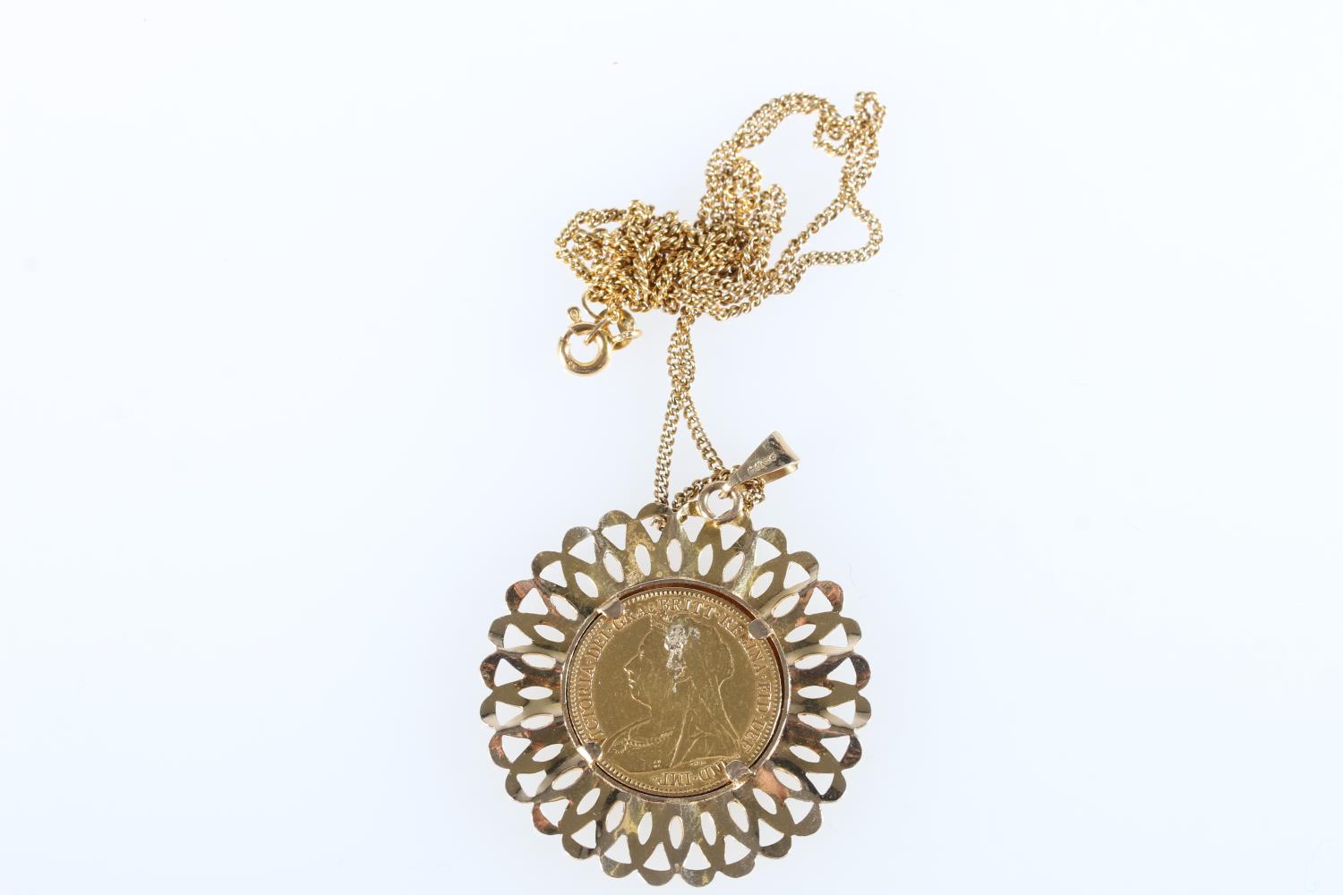 UNITED KINGDOM Victoria (1837-1901) gold half sovereign 1898 old veiled head, in 9ct gold pendant - Image 3 of 3