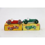 Two Dinky Toys diecast vehicles 231 Maserati Racing Car with red body, number 9, also 233 Cooper