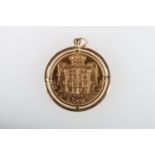 DENMARK Christian X gold twenty kroner 1913 VBP, in gold pendant mount, 11.4g gross.
