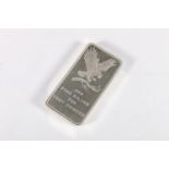 311g 999grade fine silver ingot bar 'Ten Troy Ounces' with eagle on branch.