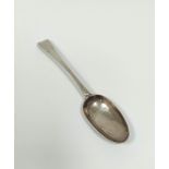 Irish provincial, silver serving spoon, initialled by John Nicholson. Cork c1780, 23.5cm, 77g / 2½