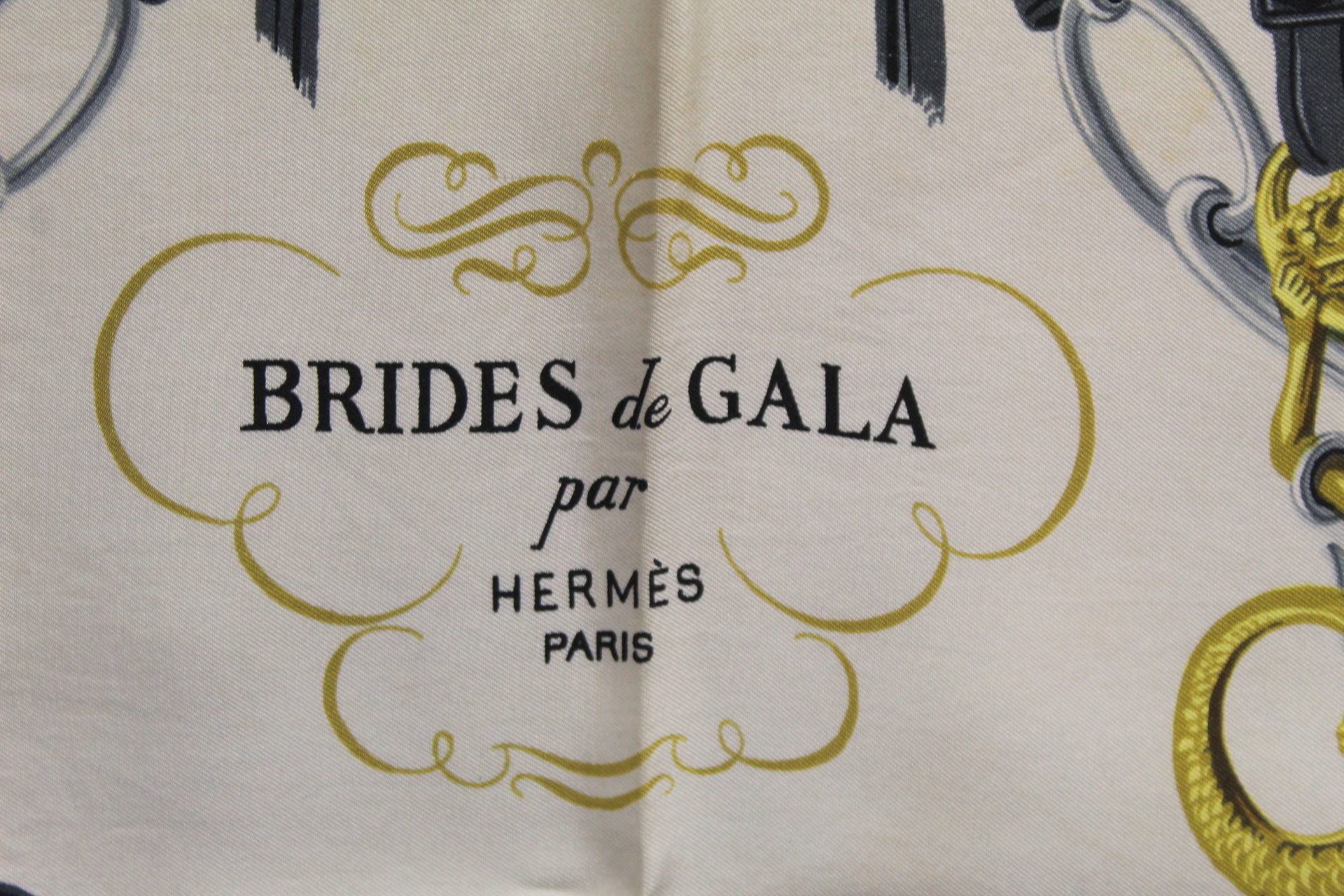 Hermès vintage silk "Brides de Gala" scarf designed by Hugo Grygkar, first issued 1957, with blue - Image 3 of 13