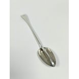 Silver gravy spoon with pierced strainer, initialled, by William Eley 1803, 31cm, 118g / 3½oz.