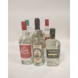 Six bottles of gin to include two bottles of Plymouth Gin, 70cl, 41.2% vol, two bottles of Cork