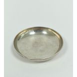 Faberge silver ash tray of typical quality, circular with raised edge on conical foot inscribed in