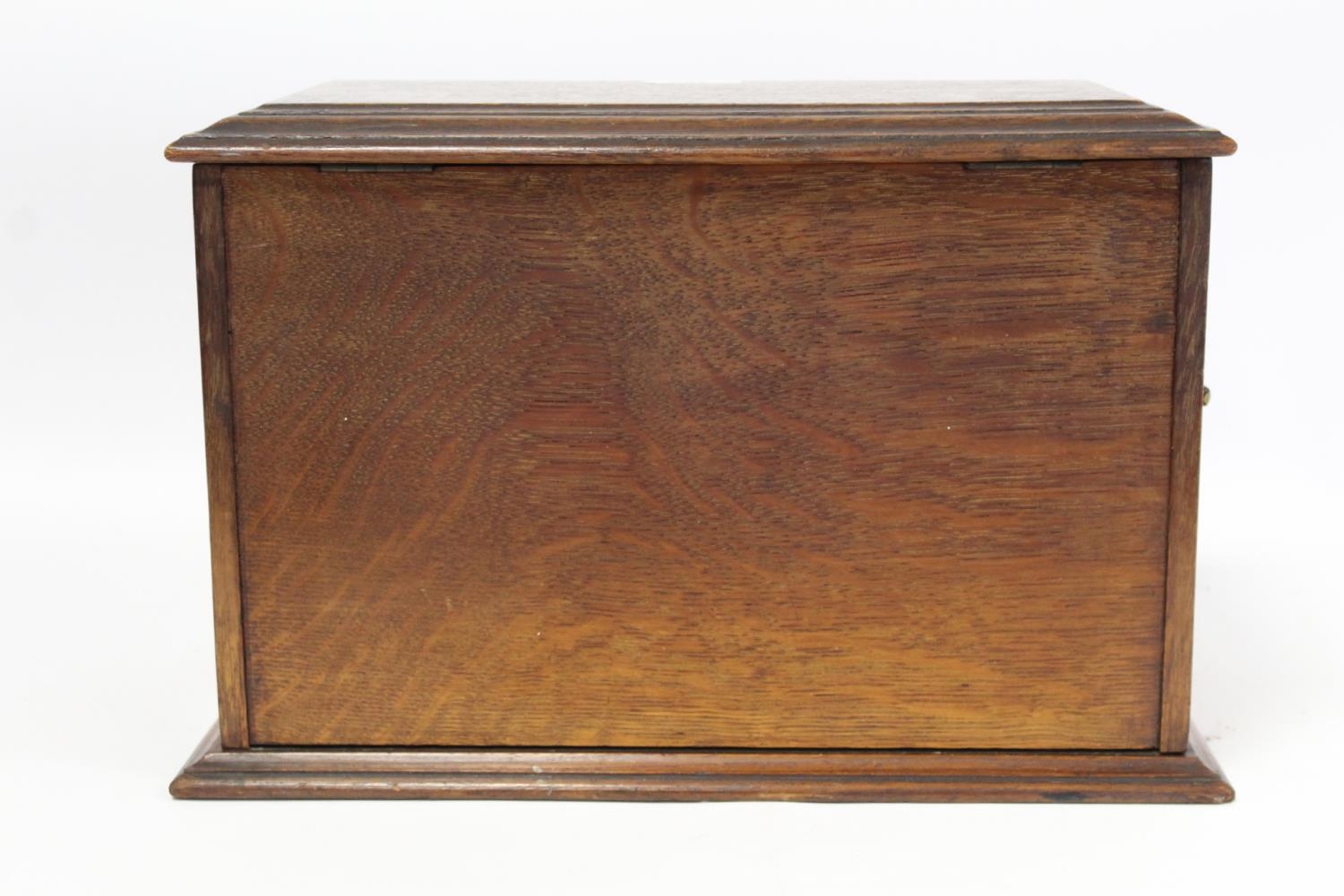 Unusual late 19th or early 20th century oak writing box of twin handled rectangular form with glazed - Image 7 of 9