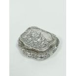 Dutch silver tobacco box embossed with typical scenes, by B. Miller (Chester) 1908, 10.5cm x 9cm,