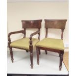 Set of six Victorian mahogany dining chairs, in the manner of Gillows, comprising five side chairs