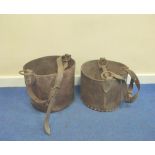 Two antique leather coal buckets or panniers, possibly for a pit pony, each stamped 'Coal', with