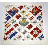 Hermès vintage silk "Pavois" pattern scarf designed by Philippe Ledoux, with coloured flags upon a