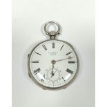 Silver lever watch by Howie, Dundee, No 85C54, full plate with gold balance, 1879, 48mm.