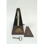 Early Pacquet metronome, no. 2310, in rosewood pyramidal case, with inlaid brass and pearl musical