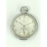 Omega Cal 38.5LT1 pocket watch in stainless steel 45mm case dated 1939. Good working order.