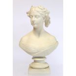 Late 19th century Minton Parian bust of Queen Victoria, c.1850, modelled by C. Marochetti, signed,