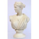 Victorian Parian bust of Artemis or Diana the Huntress, after the antique sculpture by Leochares, on