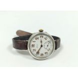 Silver trench style watch by Rotherhams for Edward, Glasgow, No 263399, three quarter plater,