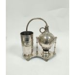 Napierian coffee maker with engraved bands, comprising swivelling flask with burner, siphon and