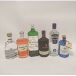 Six bottles of gin to include Caorunn Scottish Gin, 70cl, 40% vol, Saffron Gin from Dijon, 70cl, 40%