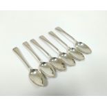 Set of six silver tea spoons, thread edged, crested, by Smith & Fearn, 1794.
