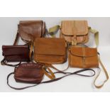 Six vintage lady's cross body leather handbags. (6).