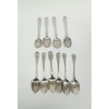 Ten Georgian and other silver dessert spoons, 213g / 10½oz.