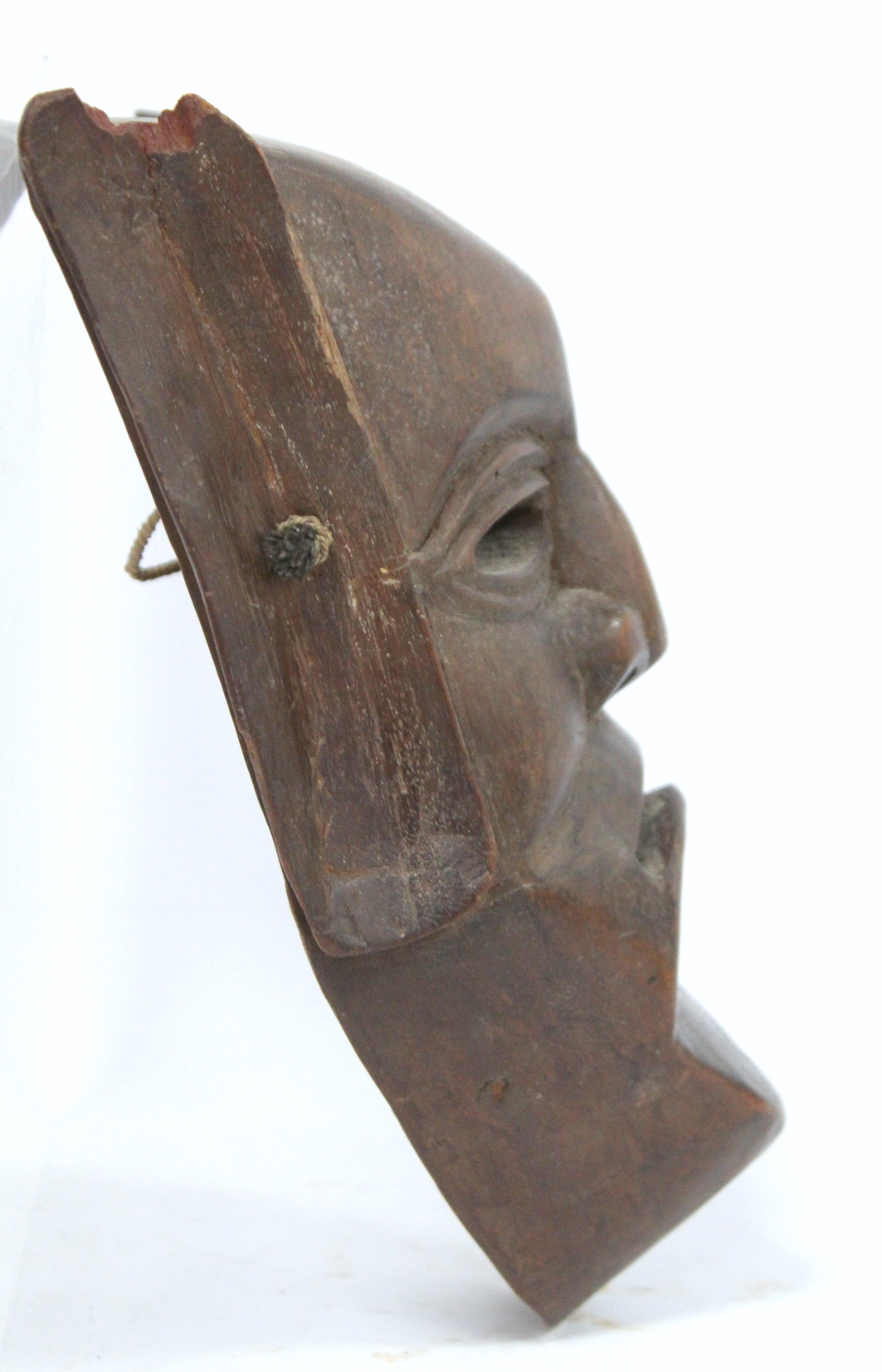 African carved hardwood monkey mask decorated with white and red pigments, with cane binding and - Image 7 of 13