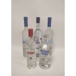 Five bottles of vodka to include two bottles of Grey Goose French Vodka, 70cl, 40% vol,  Blackwood's