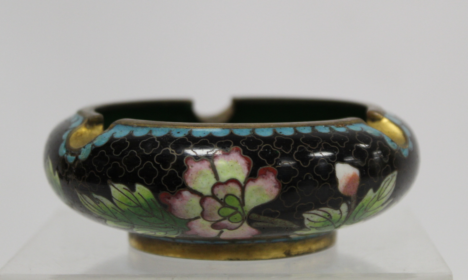Late 19th/early 20th century Chinese cloisonne tray of rectangular form, with black and red floral - Image 8 of 12
