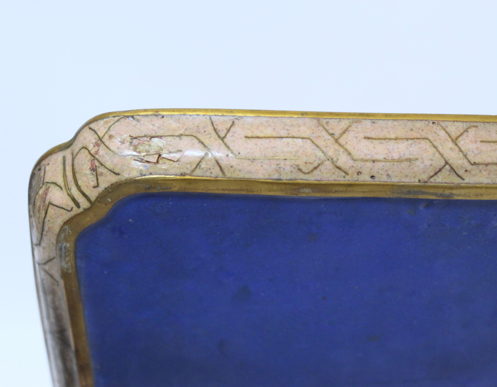 Late 19th/early 20th century Chinese cloisonne tray of rectangular form, with black and red floral - Image 4 of 12