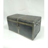 Georgian officer's bound hide trunk, Handford's patent, with rounded top edges, inscribed 'Capt John