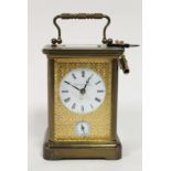 Matthew Norman, London, carriage clock with alarm striking on a bell, the principal dial above a