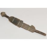 Antique tribal Papua New Guinea sword club or stick with large mushroom knobkerrie type finial,