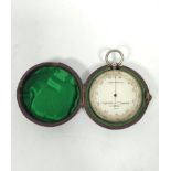 Silver pocket aneriod barometer and altimeter, by Negretti & Zambra, engine turned, probably 1875,