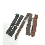 Calf leather watch strap, with gold buckle '18ct', 18mm lug, also four others with metal buckles,