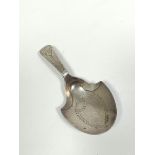 Rare silver caddy spoon with shield shaped bowl and pin struck decoration, with the Double Duty