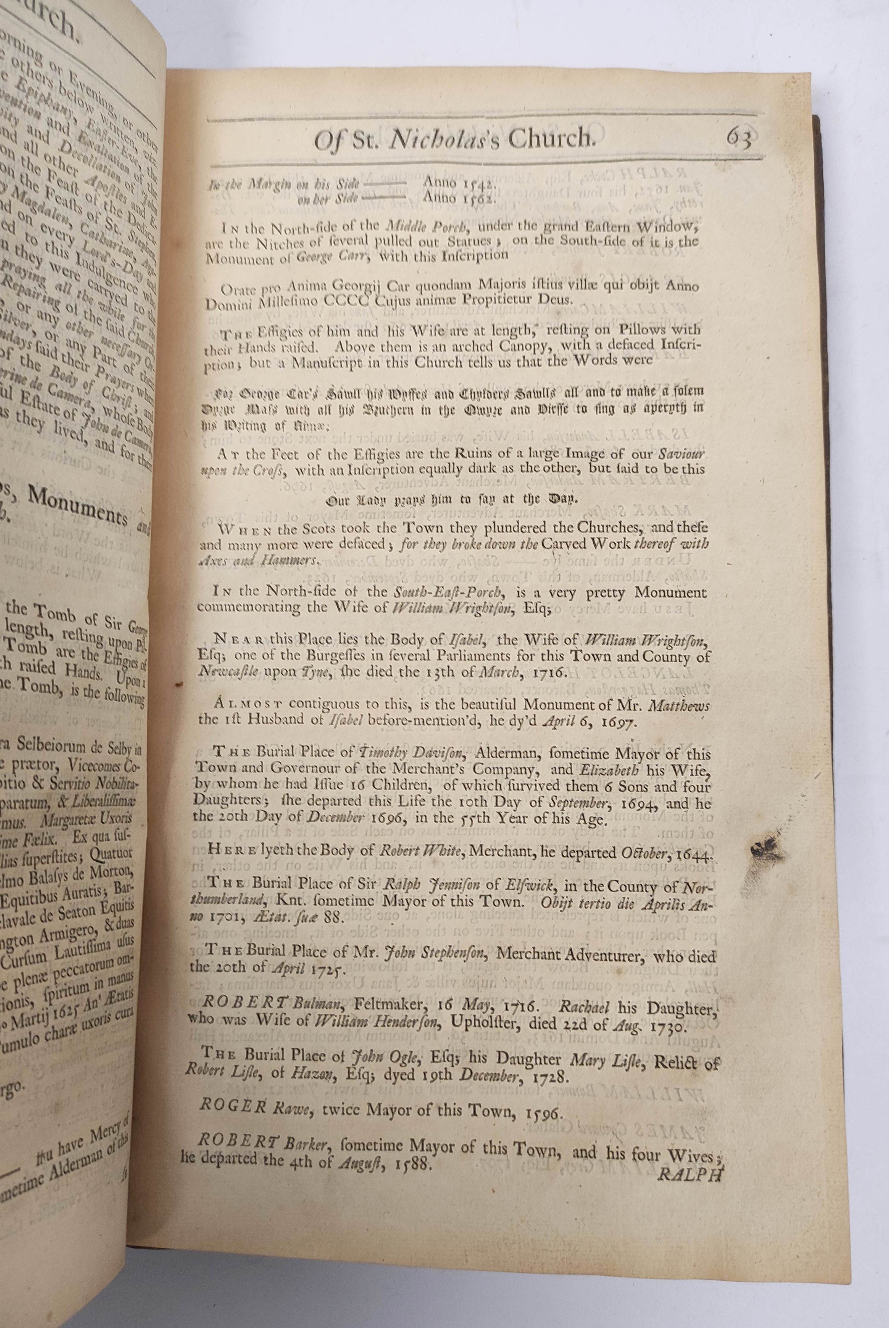 BOURNE HENRY. The History of Newcastle upon Tyne. Fldg. map in facsimile, old reps. to title. Folio, - Bild 6 aus 10