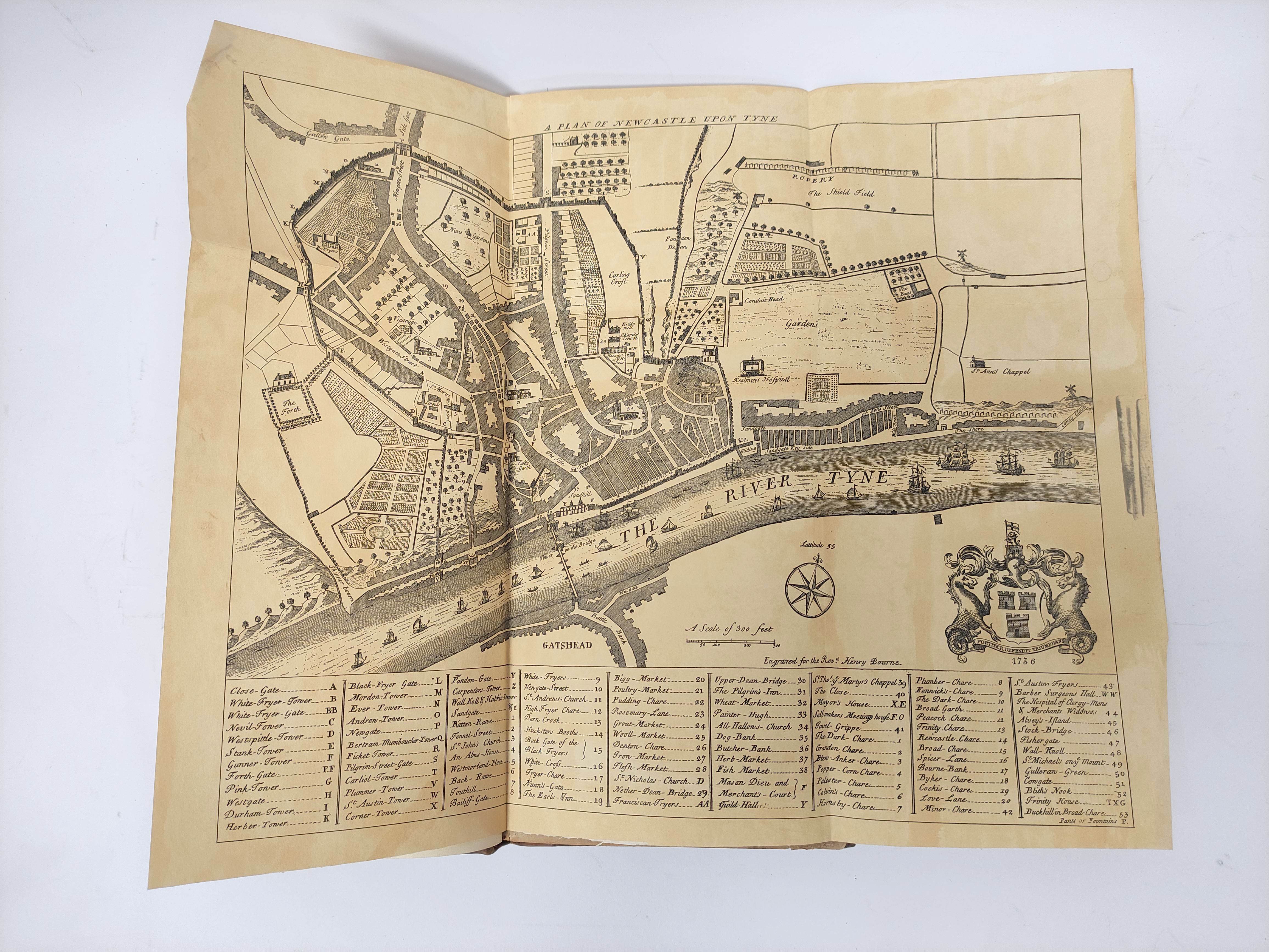 BOURNE HENRY. The History of Newcastle upon Tyne. Fldg. map in facsimile, old reps. to title. Folio, - Bild 5 aus 10