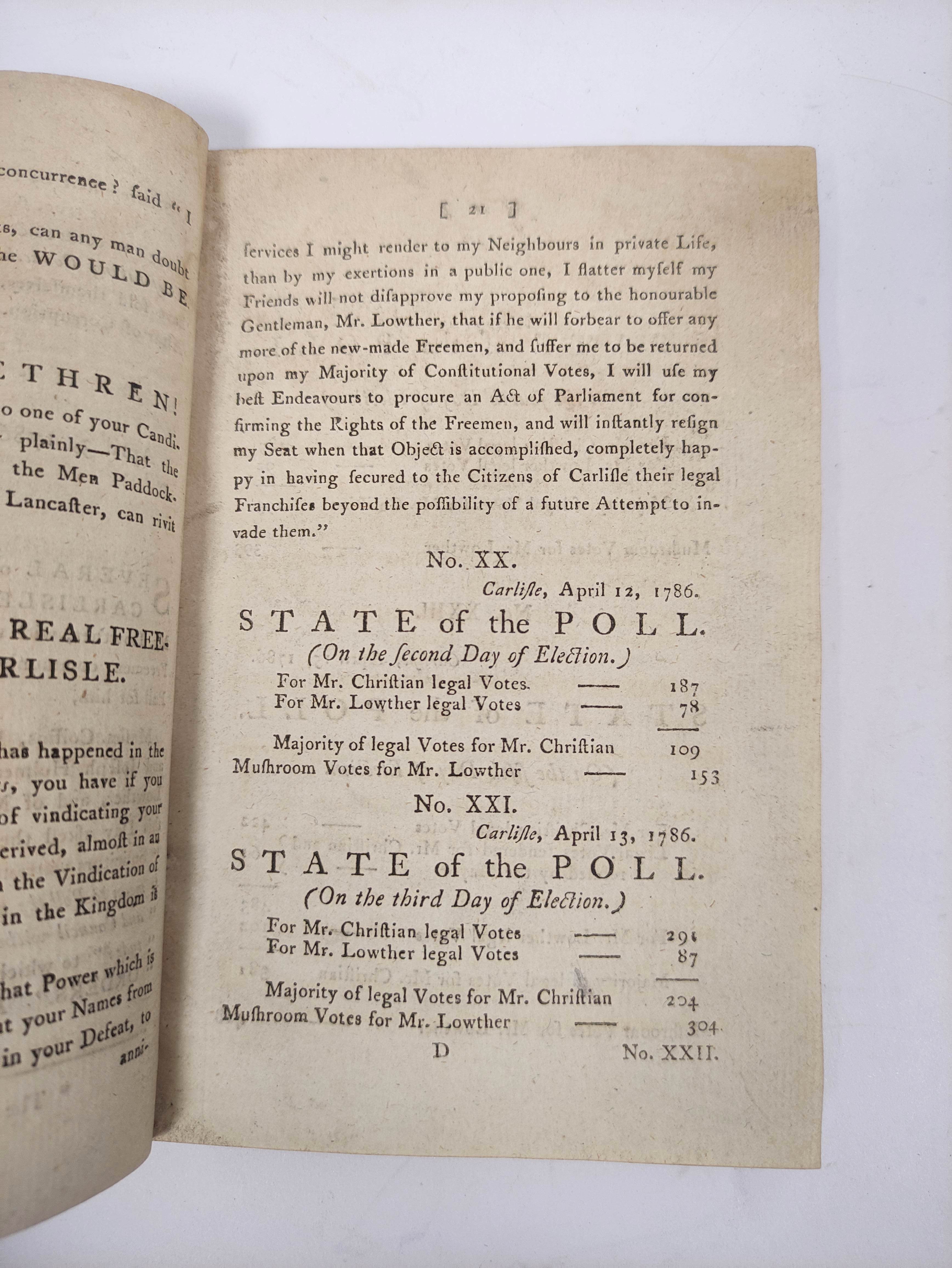 Carlisle Election 1786. Boletarium or a Collection of Papers, Squibs, Songs &c Written on the - Bild 8 aus 8